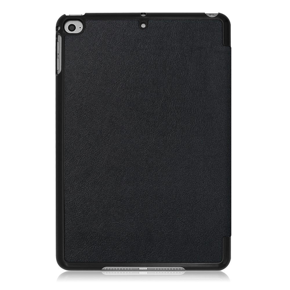 Para iPad Mini (2019) 7.9 Pulgadas / Mini 4 Funda de Cubierta de Tableta Inteligente de Cuero Tri-pliegue de Stand - Negro