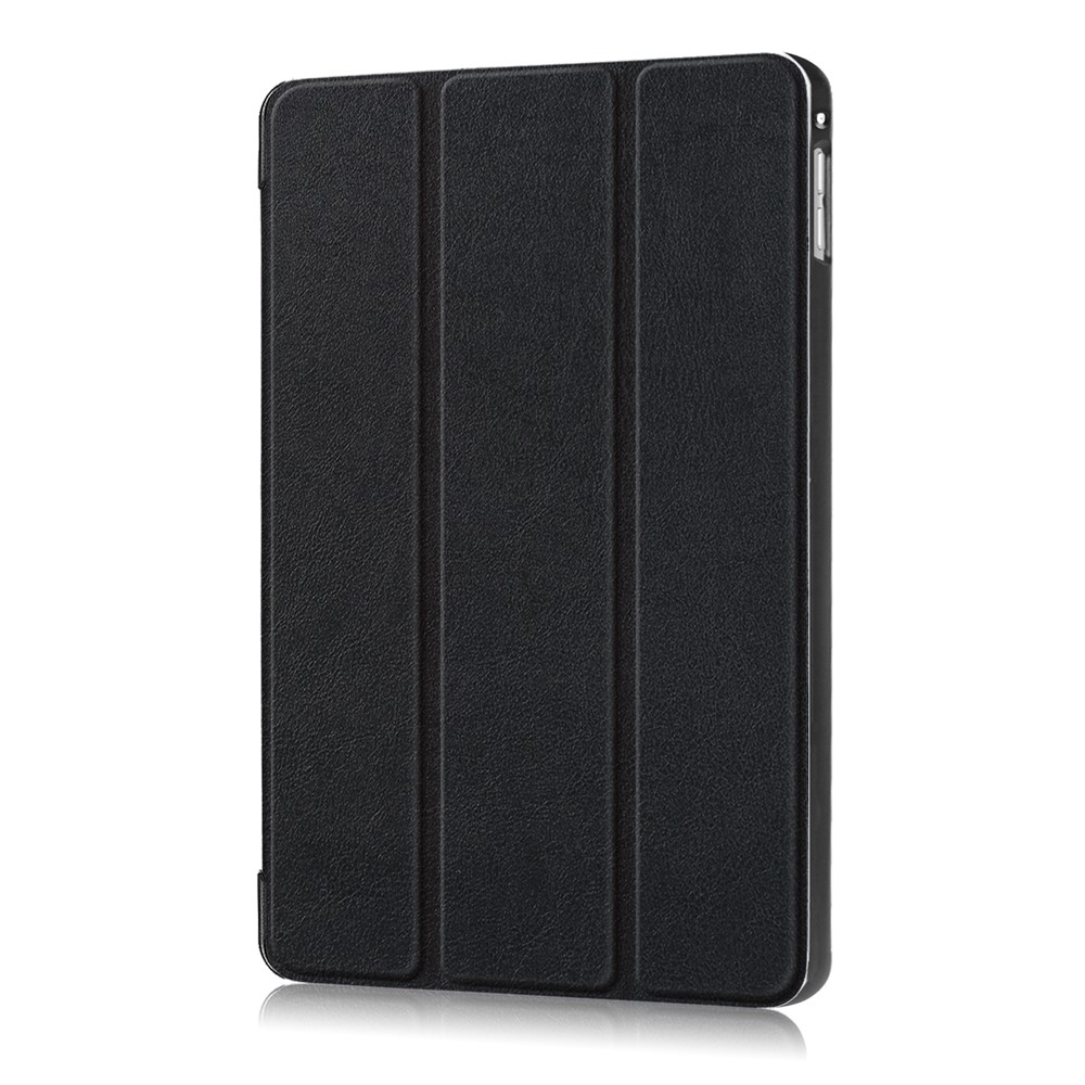 Para iPad mini (2019) 7,9 Polegadas / Mini 4 Robustos Capa de Tampa de Tablet Inteligente de Couro Com Três Dobras - Preto