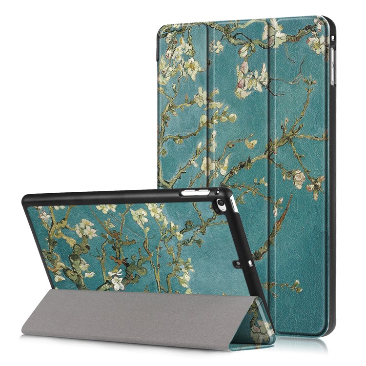 Pattern Printing Tri-fold Stand PU Leather Smart Tablet Case for iPad mini 4 / mini (2019) - Apricot Flower Tree-1