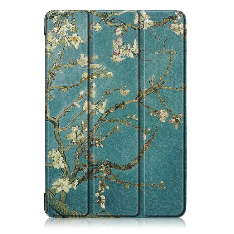 Pattern Printing Tri-fold Stand PU Leather Smart Tablet Case for iPad mini 4 / mini (2019) - Apricot Flower Tree-2