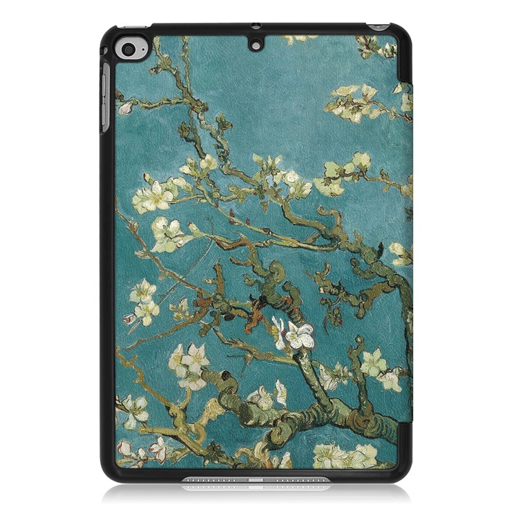 Pattern Printing Tri-fold Stand PU Leather Smart Tablet Case for iPad mini 4 / mini (2019) - Apricot Flower Tree-3