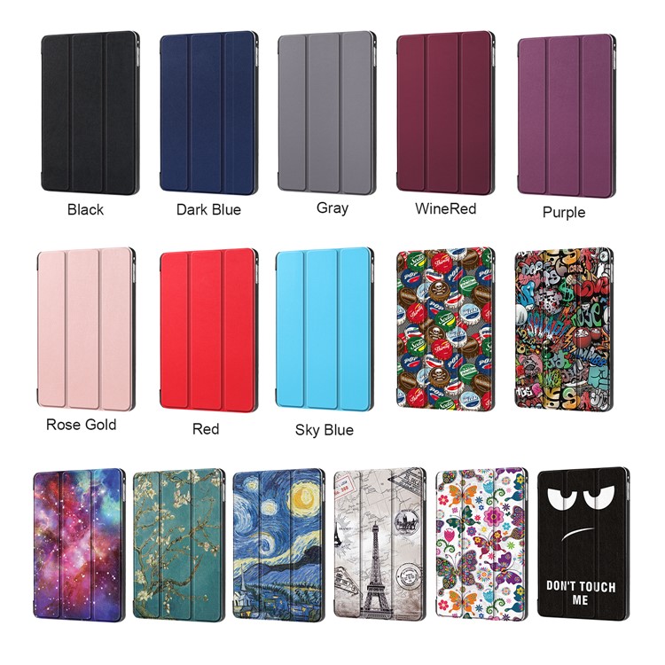 Pattern Printing Tri-fold Stand PU Leather Smart Tablet Case for iPad mini 4 / mini (2019) - Apricot Flower Tree-8