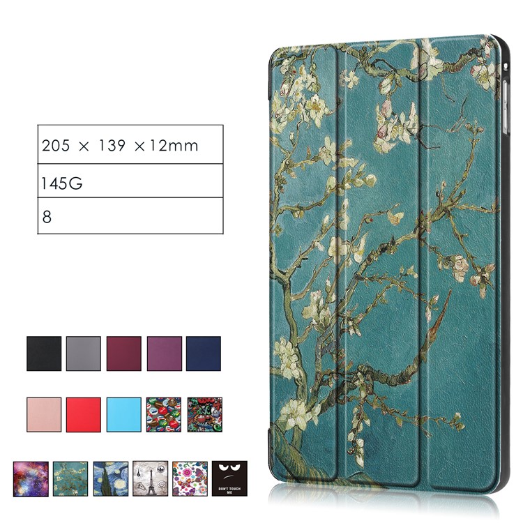 Pattern Printing Tri-fold Stand PU Leather Smart Tablet Case for iPad mini 4 / mini (2019) - Apricot Flower Tree-9