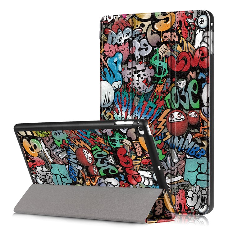 Pattern Printing Tri-fold Stand PU Leather Smart Tablet Case for iPad mini 4 / mini (2019) - Graffiti Pattern-1