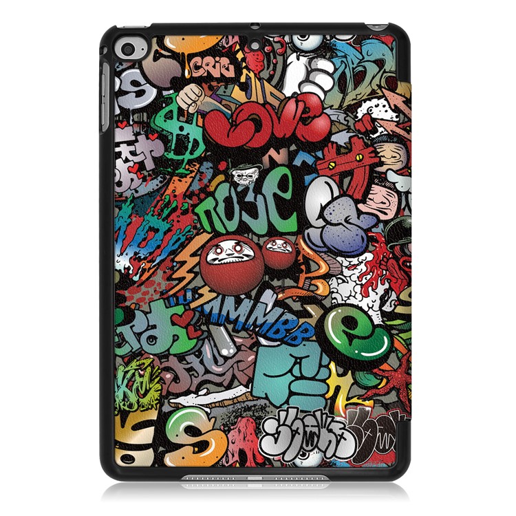 Pattern Printing Tri-fold Stand PU Leather Smart Tablet Case for iPad mini 4 / mini (2019) - Graffiti Pattern-3