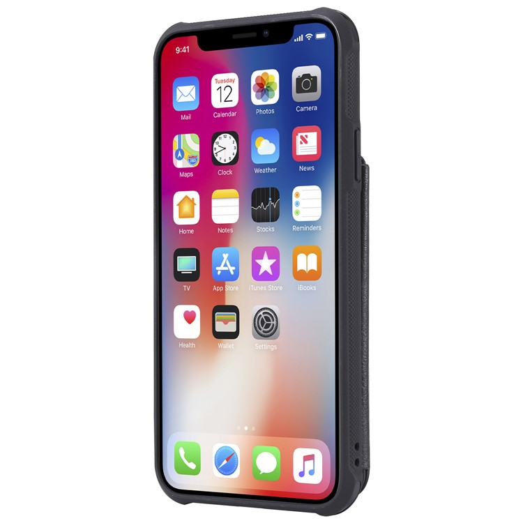 Multi-functional Shatter-resistant Zipper Wallet Leather Coated TPU Phone Case for iPhone XS / X 5.8 inch - Black-3