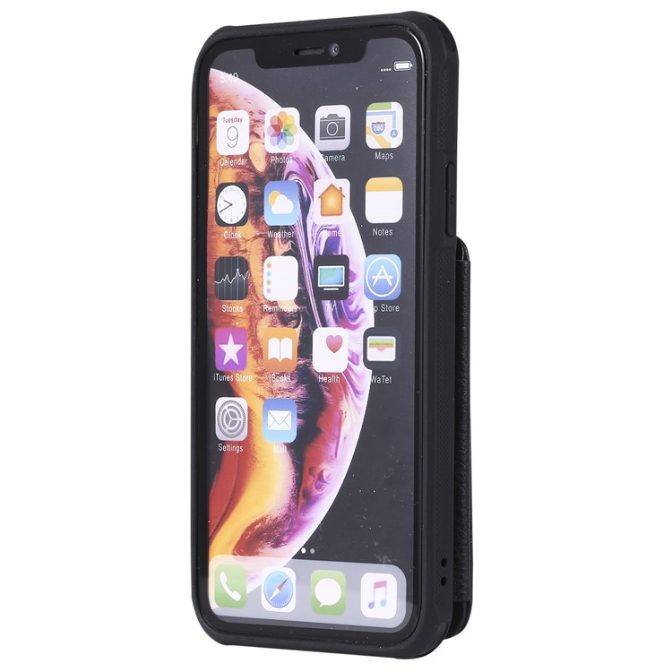 Shatter-resistant Zipper Kickstand Leather Mobile Case for iPhone XR 6.1 inch - Black-3