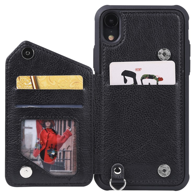 Shatter-resistant Zipper Kickstand Leather Mobile Case for iPhone XR 6.1 inch - Black-4