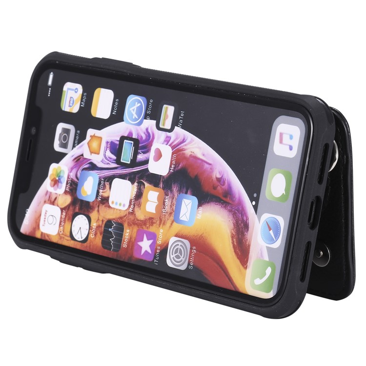 Shatter-resistant Zipper Kickstand Leather Mobile Case for iPhone XR 6.1 inch - Black-6