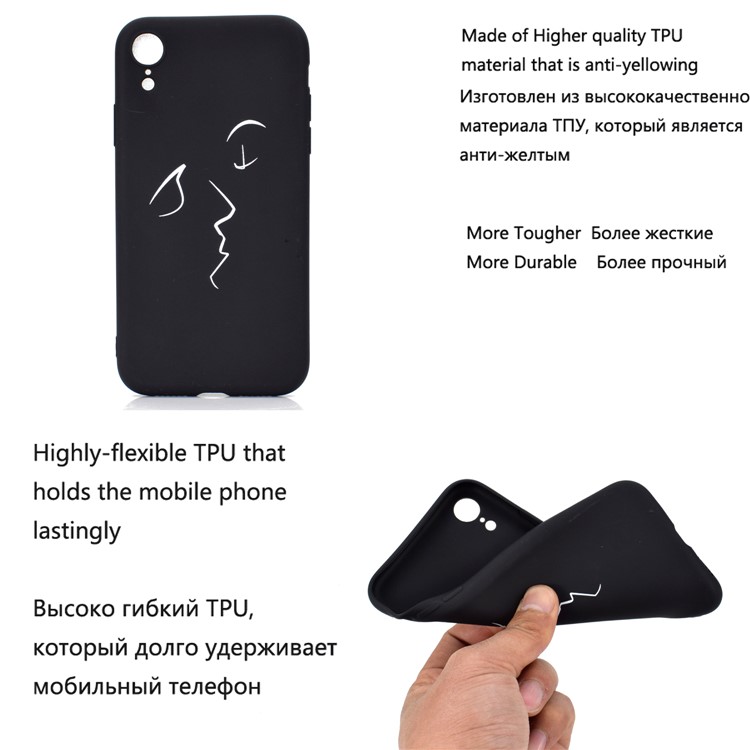 Matte Pattern Printing TPU Mobile Phone Cover for iPhone XR 6.1 inch - Abstract Face-6