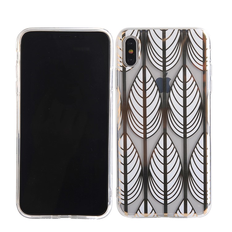 Plant Series Plating Pattern Soft TPU Phone Case for iPhone XS / X 5.8 inch - Style A-1