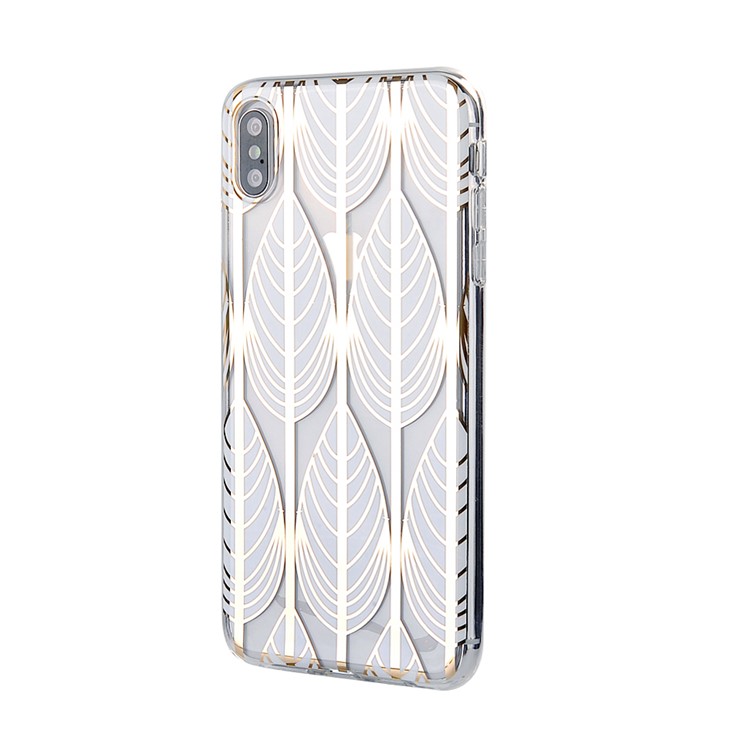 Plant Series Plating Pattern Soft TPU Phone Case for iPhone XS / X 5.8 inch - Style A-2