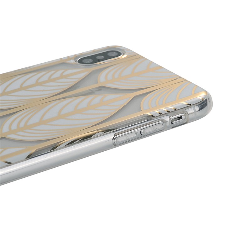Plant Series Plating Pattern Soft TPU Phone Case for iPhone XS / X 5.8 inch - Style A-3