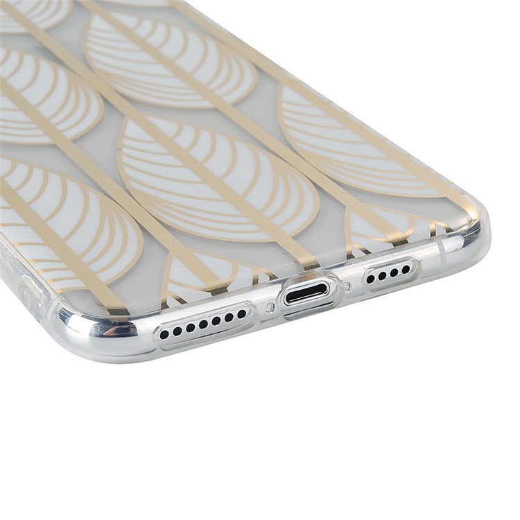 Plant Series Plating Pattern Soft TPU Phone Case for iPhone XS / X 5.8 inch - Style A-4