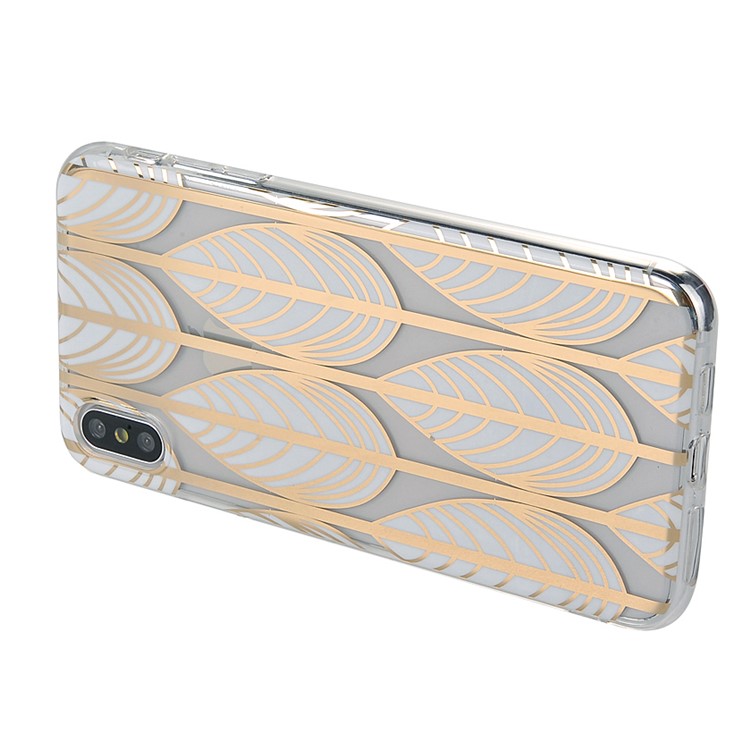 Plant Series Plating Pattern Soft TPU Phone Case for iPhone XS / X 5.8 inch - Style A-5
