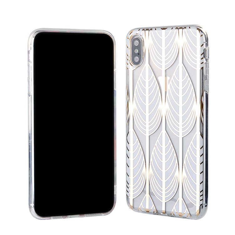 Plant Series Plating Pattern Soft TPU Phone Case for iPhone XS / X 5.8 inch - Style A-6