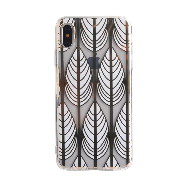 Plant Series Plating Pattern Soft TPU Phone Case for iPhone XS / X 5.8 inch - Style A-7
