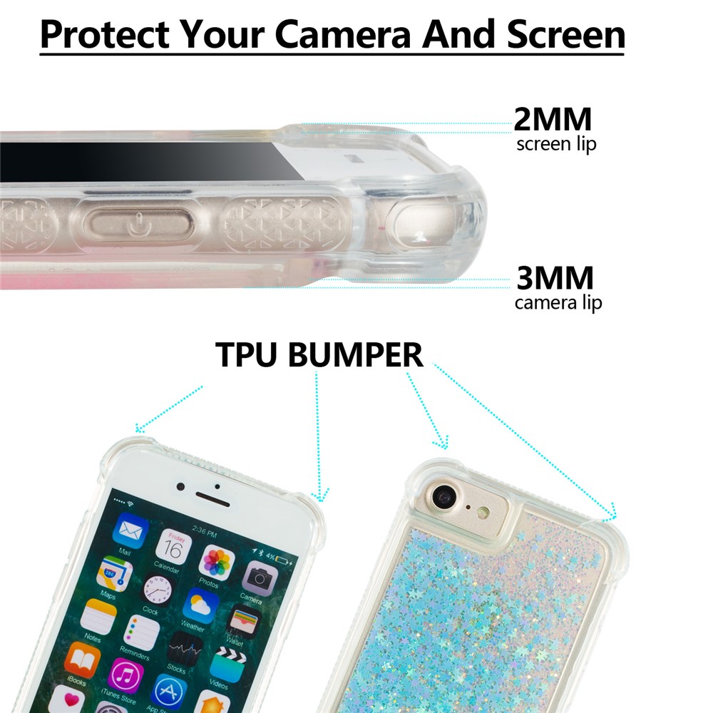 Dynamic Quicksand Shock-absorbing Tpu-schutz-telefongehäuse Für Iphone 8/7/SE (2020)/SE (2022) 4,7 Zoll - Cyan-2