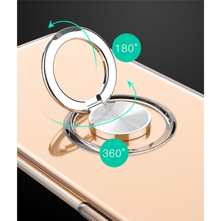 Finger Ring Kickstand Clear TPU Cover for iPhone XS/X (Built-in Magnetic Metal Sheet) - Transparent-2