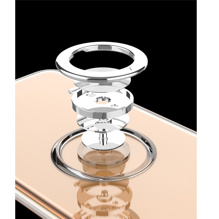 Finger Ring Kickstand Clear TPU Cover for iPhone XS/X (Built-in Magnetic Metal Sheet) - Transparent-3