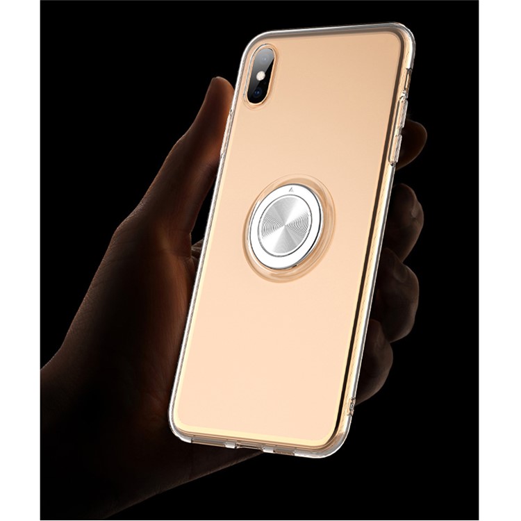 Finger Ring Kickstand Clear TPU Cover for iPhone XS/X (Built-in Magnetic Metal Sheet) - Transparent-4