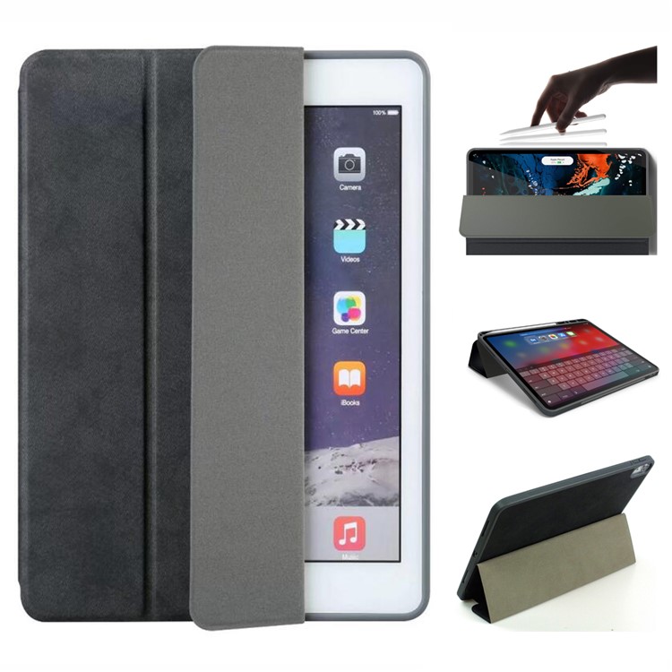 

Vintage Style Tri-fold PU Leather Stand Tablet Cover with Pen Slot for iPad Pro 12.9-inch (2018) - Black, iPad Pro 12.9-inch (2018)
