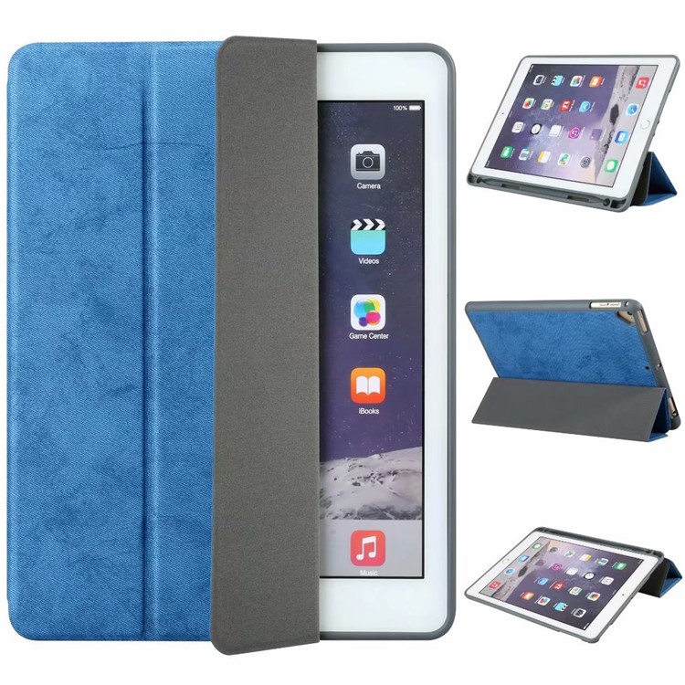 

Винтажный Кожаный Чехол С Подставкой Для IPad / Воздух 2 / Ipad 9,7-дюймовый (2018) / Ipad 9,7-дюймовый (2017) - Синий, iPad 9.7-inch (2018)