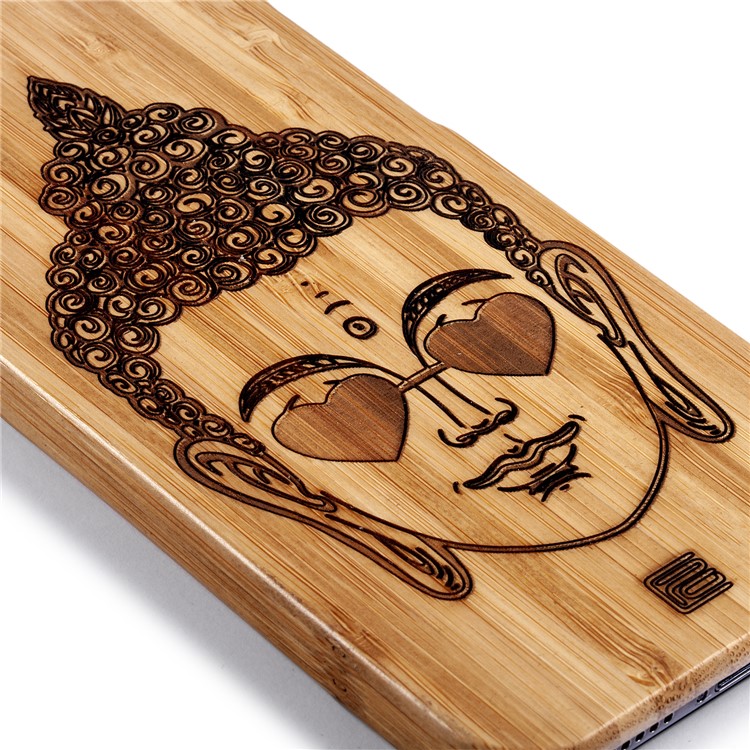 JIANG 3D Effect Exquisite Pattern Bamboo Hard Case Cover for iPhone XS Max 6.5 inch - Buddha-3