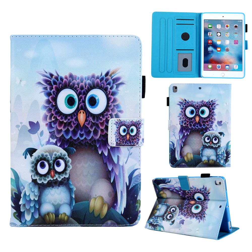Animal Series Patterned Leather Card Holder Case for iPad 9.7-inch (2018) / 9.7-inch (2017) / Air (2013) / Air 2 - Owls