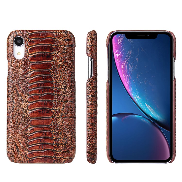 Amber Texture Cowhide Leather Coated Hard PC Back Case for iPhone XS/X-1