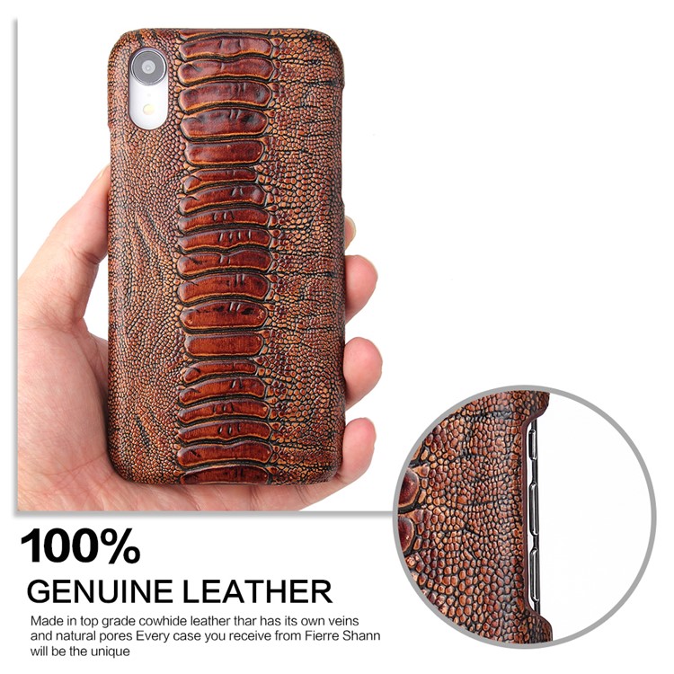 Amber Texture Cowhide Leather Coated Hard PC Back Case for iPhone XS/X-6