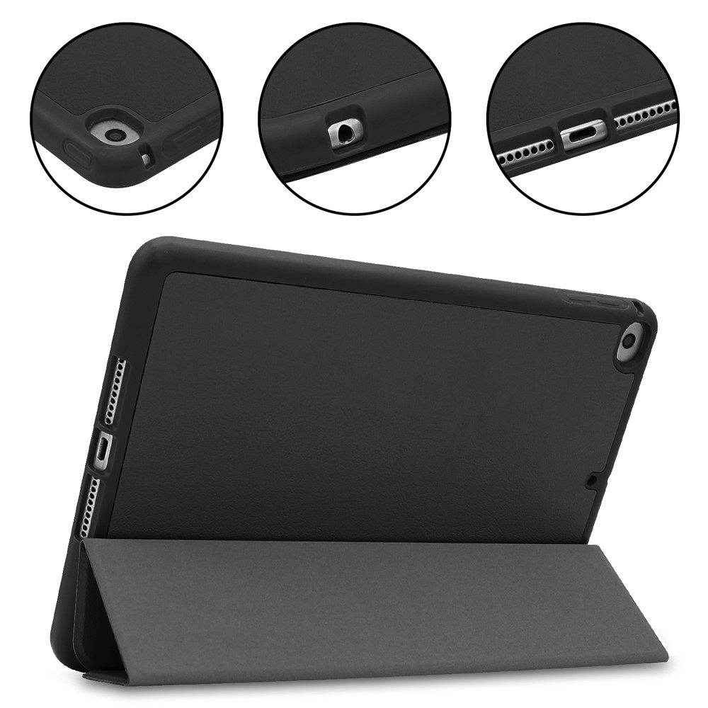 Estável Tritold Stand Stand pu de Couro Inteligente Capa Com Caneta Para Ipad Mini (2019) 7,9 Polegadas / iPad mini 4 - Preto