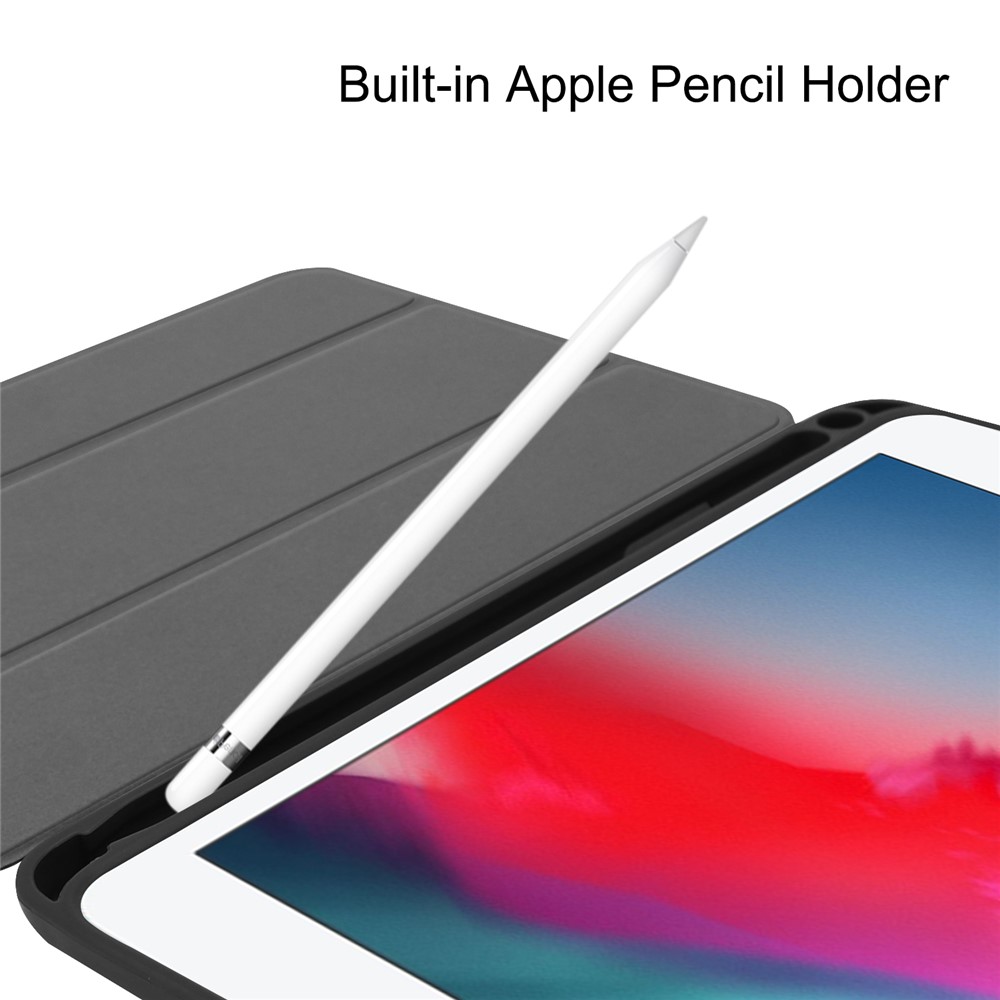 Estável Tritold Stand Stand pu de Couro Inteligente Capa Com Caneta Para Ipad Mini (2019) 7,9 Polegadas / iPad mini 4 - Preto