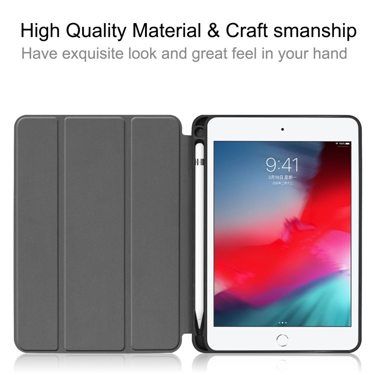 Tri-fold Stand PU Leather Smart Case with Pen Slot for iPad mini (2019) 7.9 inch / iPad mini 4 - Red-7