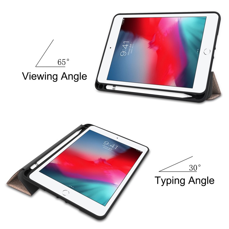 Dreifachgefalteter Standplatz PU-Ledertasche Mit Stift Für Ipad Mini (2019) 7,9 Zoll / iPad Mini 4 - Roségold-3
