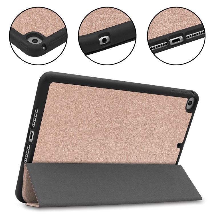 Dreifachgefalteter Standplatz PU-Ledertasche Mit Stift Für Ipad Mini (2019) 7,9 Zoll / iPad Mini 4 - Roségold-5