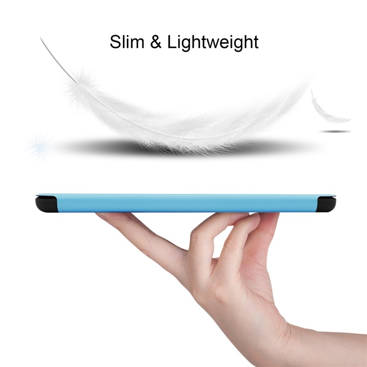 Dreifachgefalteter Standplatz PU-Ledertasche Mit Stift Für Ipad Mini (2019) 7,9 Zoll / iPad Mini 4 - Baby Blau-2