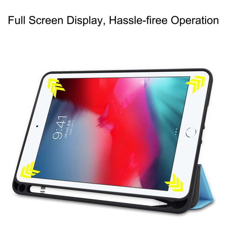 Dreifachgefalteter Standplatz PU-Ledertasche Mit Stift Für Ipad Mini (2019) 7,9 Zoll / iPad Mini 4 - Baby Blau-4