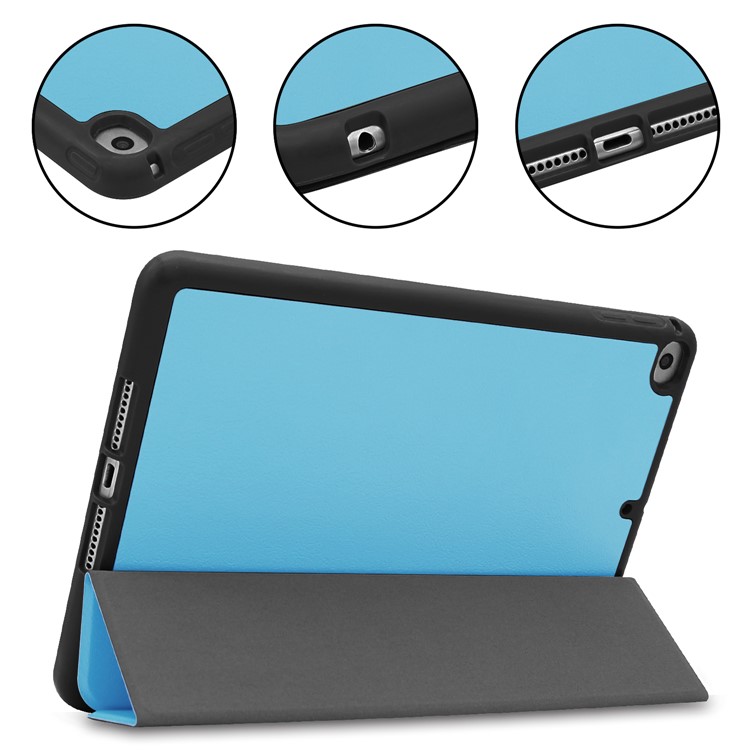Dreifachgefalteter Standplatz PU-Ledertasche Mit Stift Für Ipad Mini (2019) 7,9 Zoll / iPad Mini 4 - Baby Blau-5