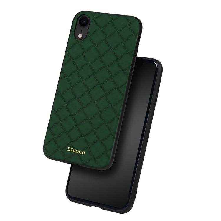 

DZGOGO Яго Серии Сетка ПУ Кожаный Чехол С Покрытием ТПУ Чехол Для Iphone XR 6.1 Дюймов - Зеленый, iPhone XR 6.1 inch