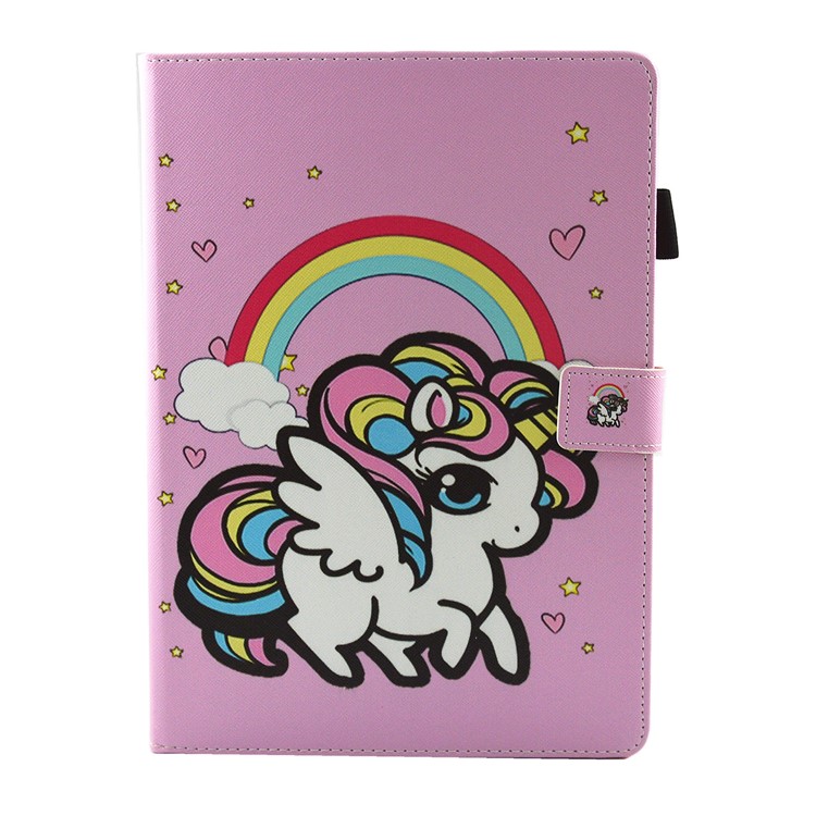 Pattern Printing PU Leather Card Holder Tablet Stand Cover for iPad Air - Rainbow Unicorn-9