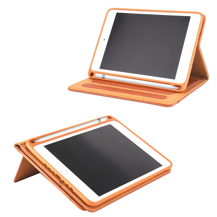 Simple Style Stand Card Holder Leather Smart Case for iPad mini (2019) 7.9 inch - Orange-10
