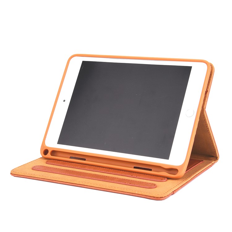 Simple Style Stand Card Holder Leather Smart Case for iPad mini (2019) 7.9 inch - Orange-3