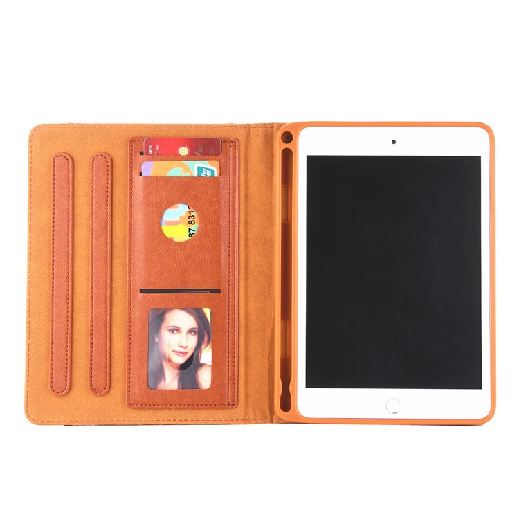 Simple Style Stand Card Holder Leather Smart Case for iPad mini (2019) 7.9 inch - Orange-5