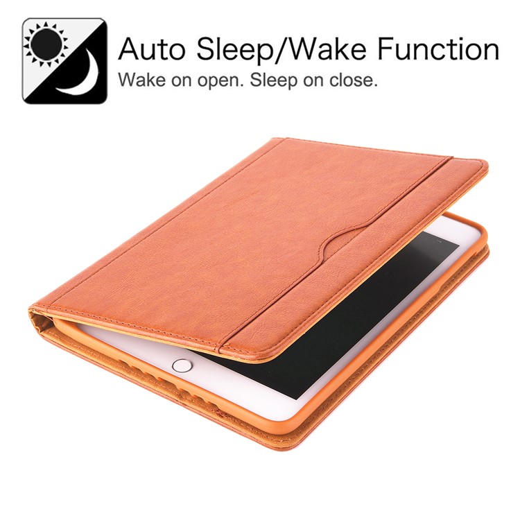 Simple Style Stand Card Holder Leather Smart Case for iPad mini (2019) 7.9 inch - Orange-8