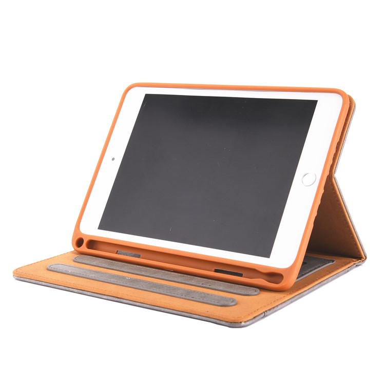 Simple Style Stand Card Holder Leather Smart Case for iPad mini (2019) 7.9 inch - Grey-3