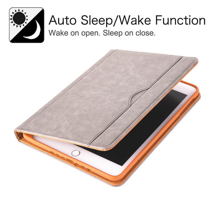 Simple Style Stand Card Holder Leather Smart Case for iPad mini (2019) 7.9 inch - Grey-7