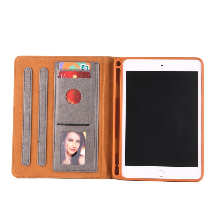 Simple Style Stand Card Holder Leather Smart Case for iPad mini (2019) 7.9 inch - Grey-9