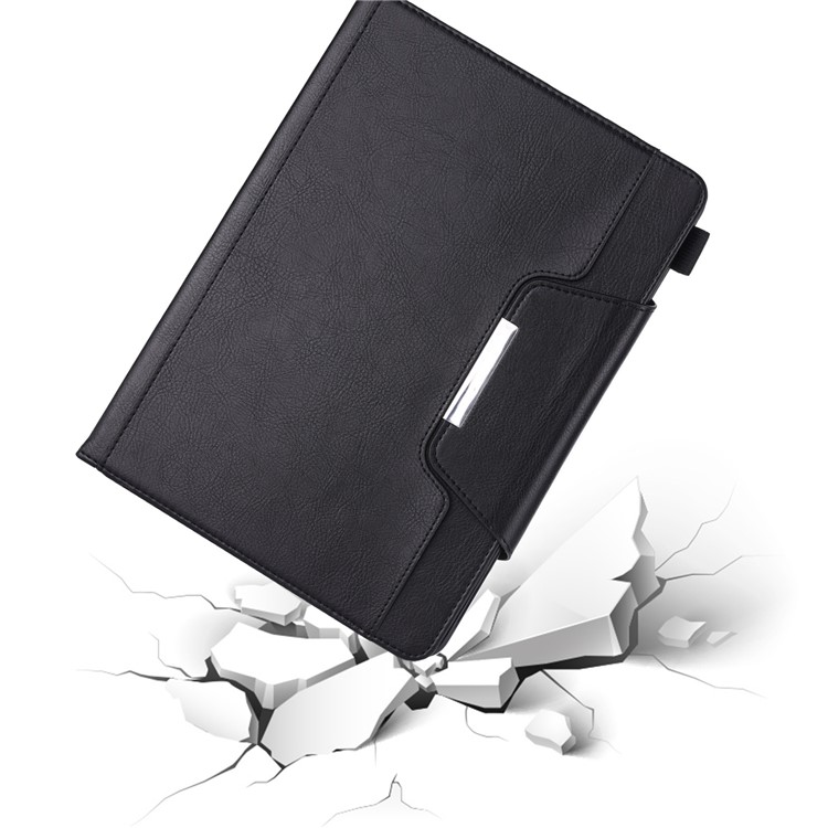 Metal Buckle Business Wallet Stand Leather Smart Cover Shell with Pen Slot for iPad mini (2019) 7.9 inch- Black-12