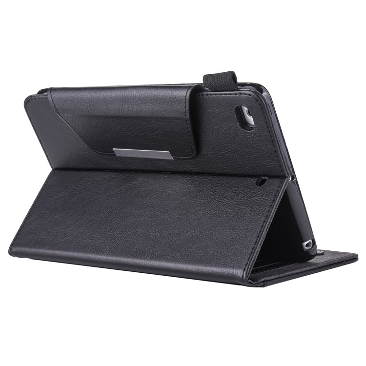 Metal Buckle Business Wallet Stand Leather Smart Cover Shell with Pen Slot for iPad mini (2019) 7.9 inch- Black-4